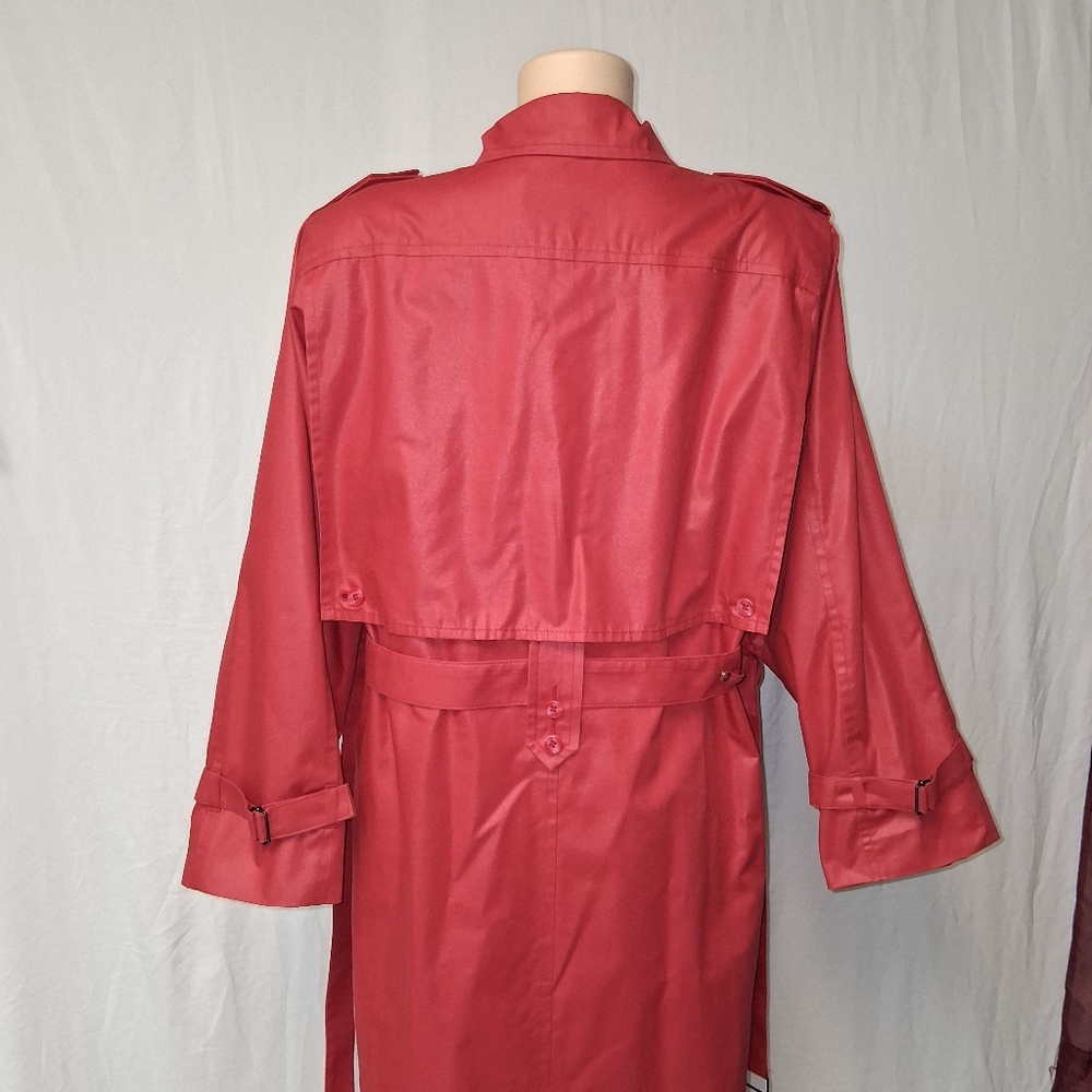 London Fog Vintage Vibrant Red Trench Coat Size 14 pet - Picture 10 of 17